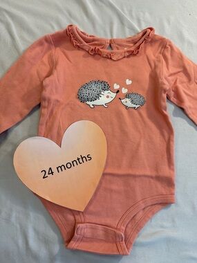 Pekkle - 24M Peach Hedgehog Print Kids Bodysuit
